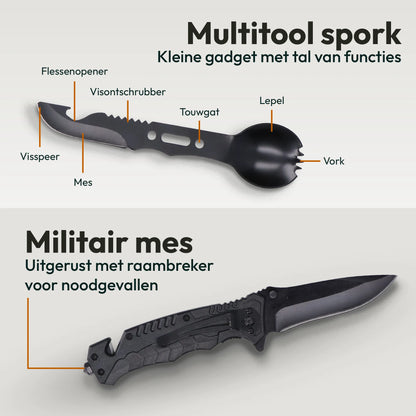 Militair survival mes met glasbreker uit het noodpakket