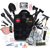 142-delig noodpakket survival kit met rugtas en EHBO-uitrusting inclusief multitool, zaklamp, mes en nooddeken