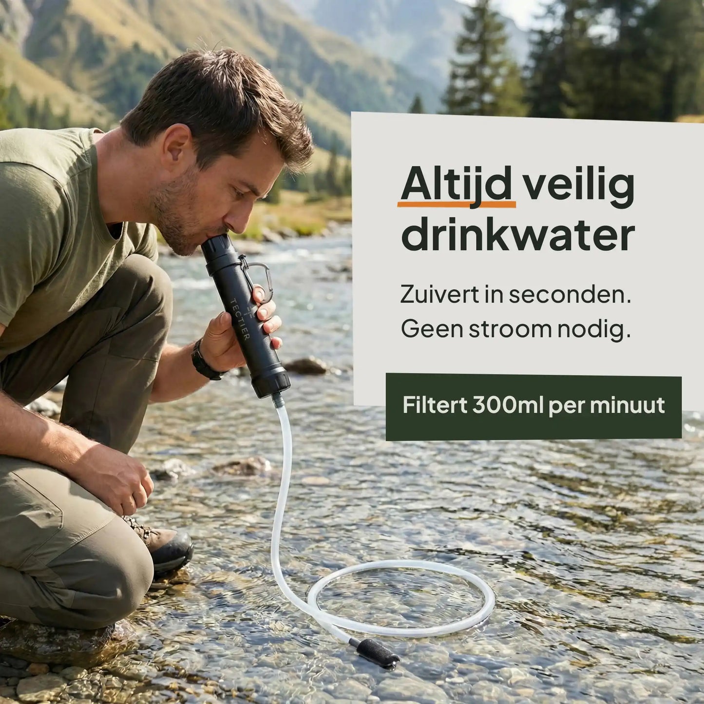Outdoor drinkwaterfilter waarmee direct drinkwater uit rivieren en natuurwater gefilterd kan worden