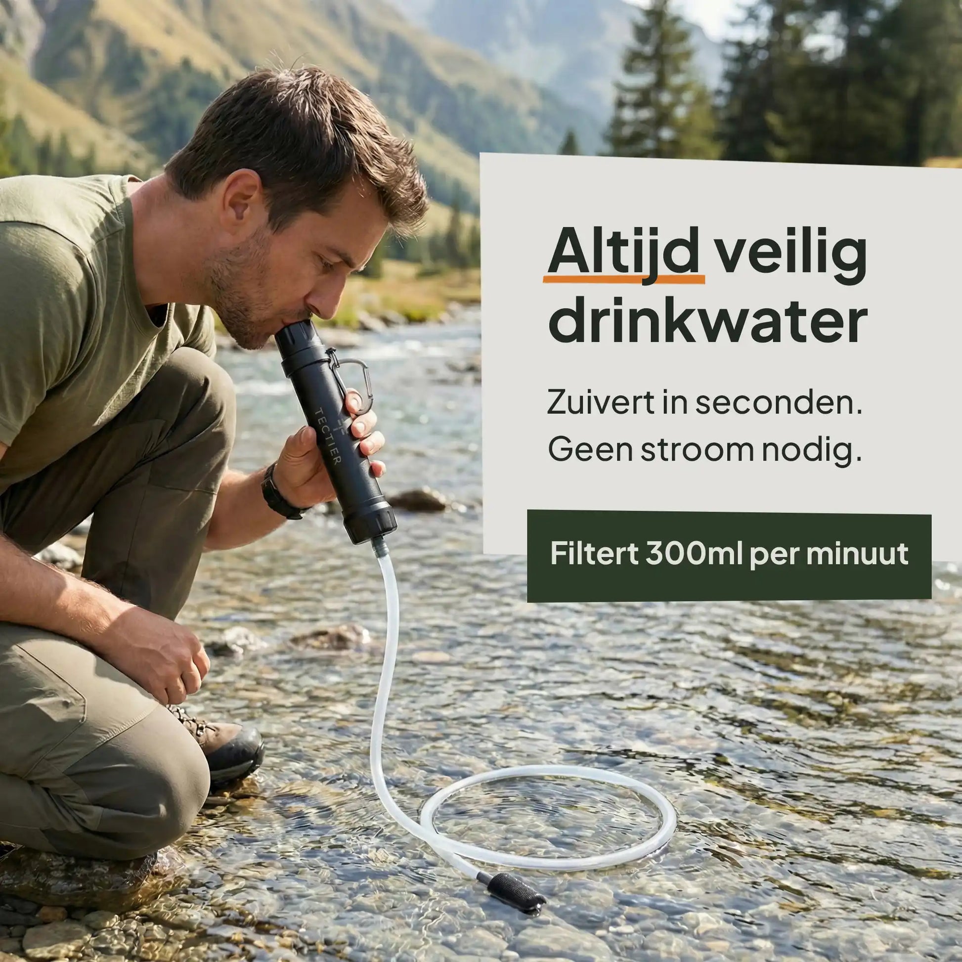 Outdoor drinkwaterfilter waarmee direct drinkwater uit rivieren en natuurwater gefilterd kan worden
