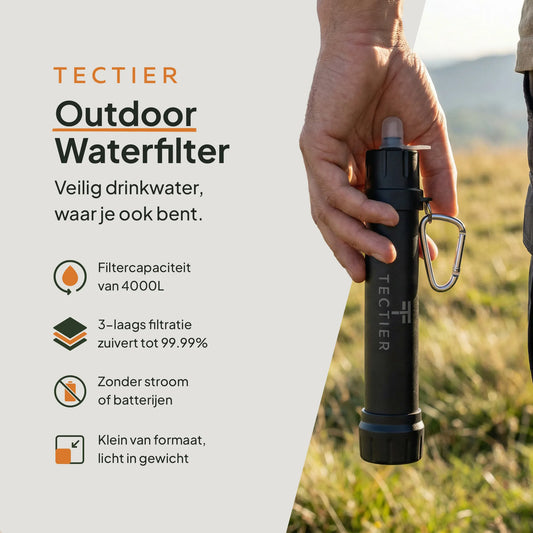 Outdoor drinkwaterfilter met 4000 liter filtercapaciteit en 3-laags filtratie voor veilig drinkwater