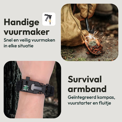 Vuurstarter en survival armband met kompas uit het noodpakket voor noodsituaties